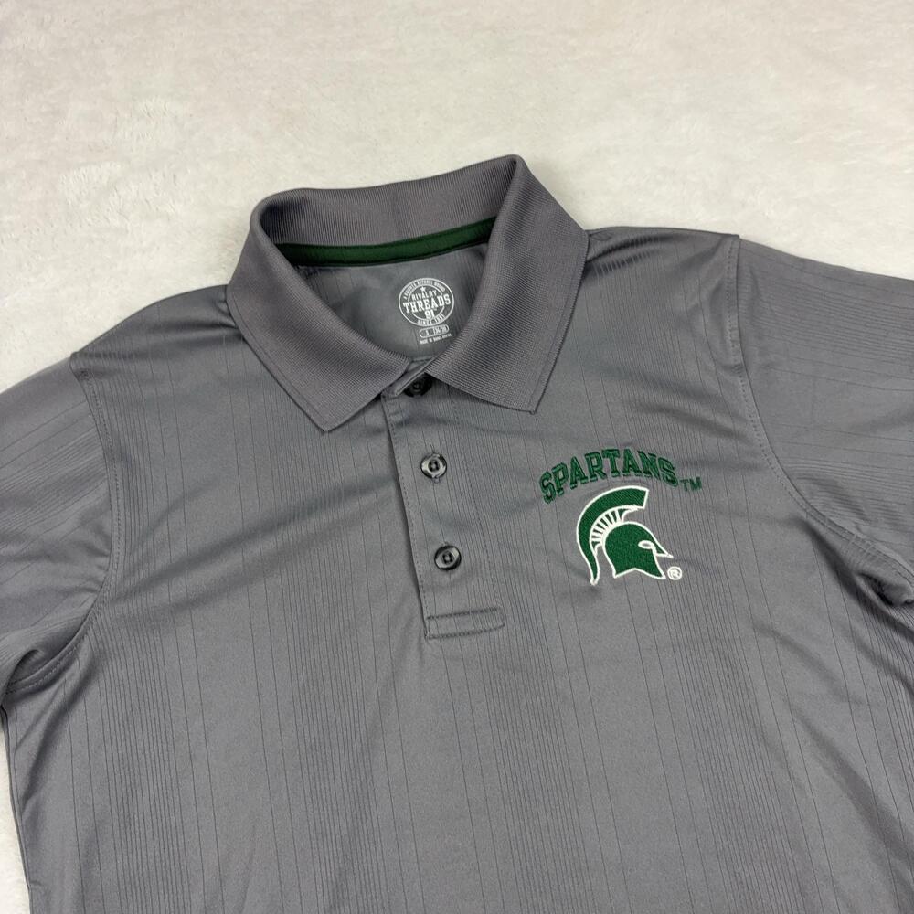 Michigan State Spartans Rivalry Threads Short Sleeve Polo Shirt Men S Gray Golf